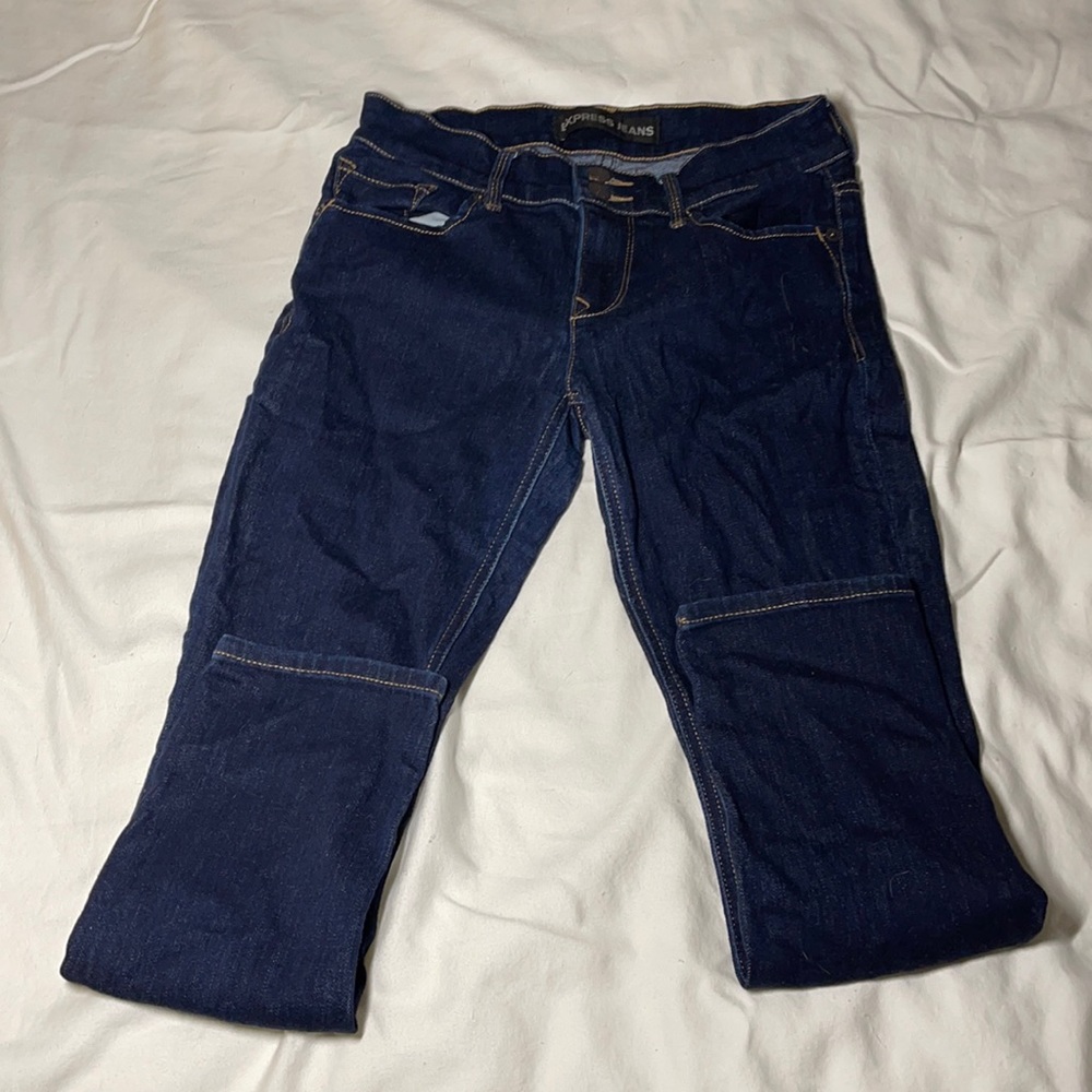 Express dark blue low rise jeans ( 2 )